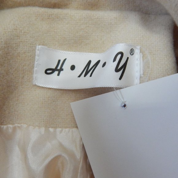 Pea Coat Women's Mid Length Cream Dress Size M - Picture 9 of 10